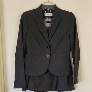 Calvin Klein Gray Tailored Skirt Suit